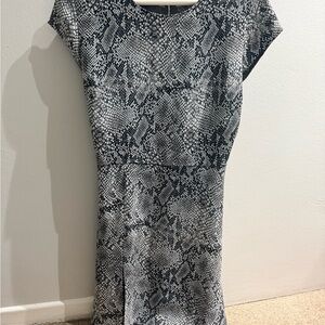 Babaton Black & White Snake Print Midi Dress